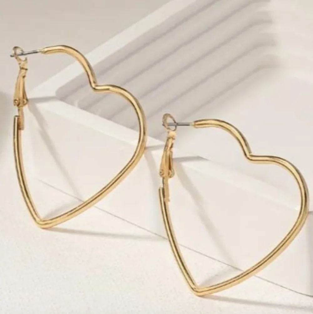 Gold Heart Hoop Earrings